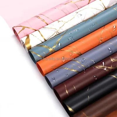 Marbled Flower Wrapping Paper Florist Shop Bouquets DIY Crafts Gift Packaging or Gift Box Packaging, Waterproof Flower Wrapper