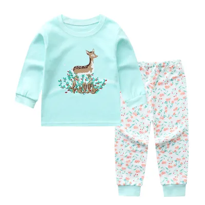 Hot Sale 100% Cotton Baby Clothing Sets Cartoon Print Baby Pajamas Set Baby Long Sleeve Top and Pants Set for Nweborn