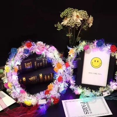 Wholesale Modern Glowing LED Floral Hairband & Crown for Wedding Holiday Party Gifts-PVC Material Steady/Flashing Lights