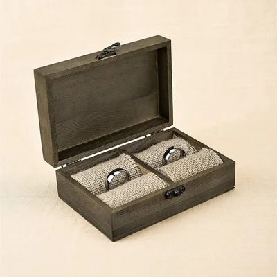 Wood Ring Box Rustic Ring Bearer Holder Decorative Wooden Ring Box for Weddings
