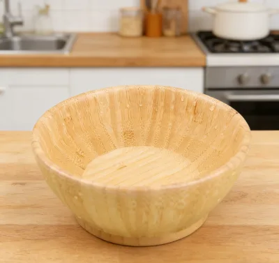 Food Grade Natural Modern Bamboo Bowl Eco Friendly Washable Reusable Wooden Salad Rice Soup Fruit Dessert Healthy Kitchen