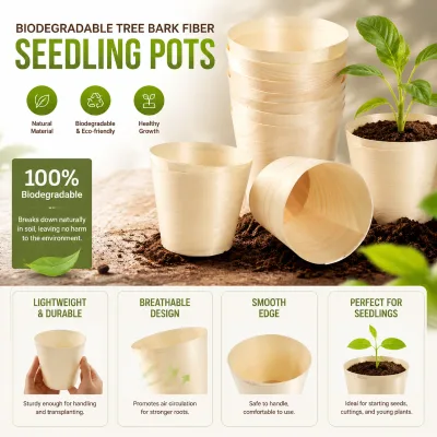 Biodegradable Tree Bark Fiber Seedling Pots Eco Friendly Nursery Cups Plantable Grow Pots for Plant Transplanting