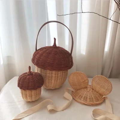 Korean Style Children's Lovely Rattan Handbag Room Decors