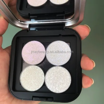 Diamond Sparking Face&Eye Highlighting Makeup Custom Logo Black Mgnetic Highlighter Palette with Mirror