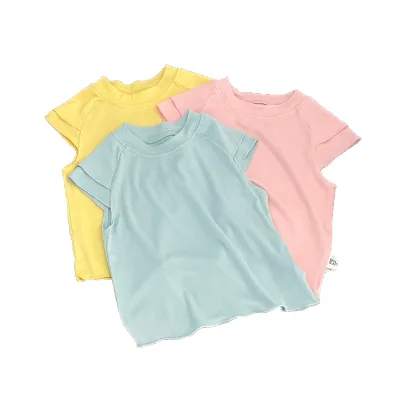 Mom Children Cotton Fly-sleeve Ribbed Breathable T-shirt Women Girls Summer Ruffled-neck Sleeveless Top