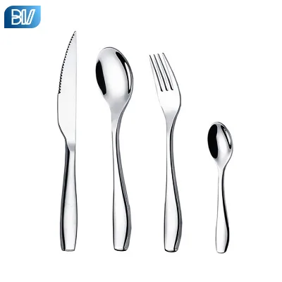 Western Tableware Restaurant Cutlery Set Silver Hotel Wholesale Latest German Flatware Sets