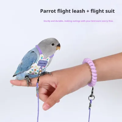 Parrot Clothing Harness Lightweight Polyester Bird-Walking Leash Outdoor Carrier