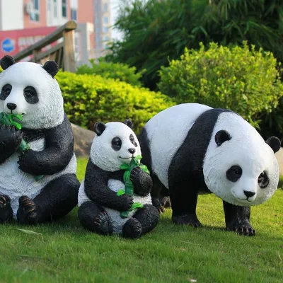 Zoo Garden Decoration Animal One Family  Fiberglass Panda Sculpture