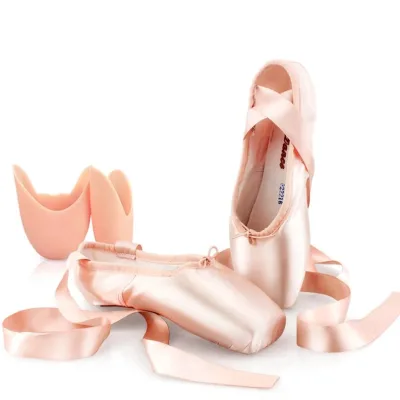 Professional Ballet Shoe Hard Bottom Satin Straps Practice Pointe Shoes for Women