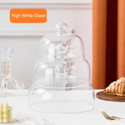 High Transparency High White Glass Cake Dome Dust-proof Glass Display Dome Table Glass Cake Cover