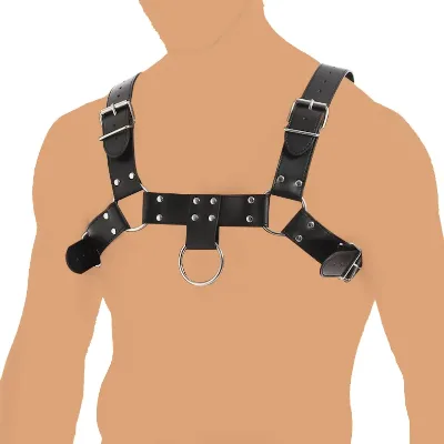 Hot Men PU Leather Fancy Straight Jacket SM Body Handcuffs Whip Harness Fetish Cosplay BDSM Bondage Gear