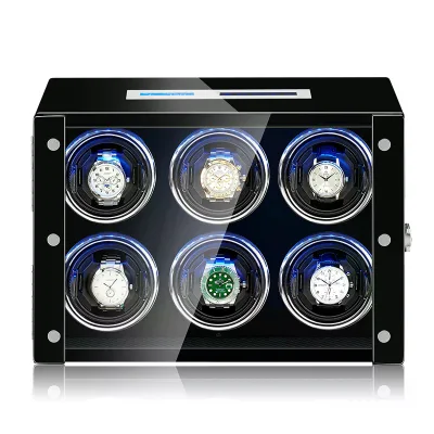 Watch Winder For Automatic Watches With Touchscreen Display And Telescopic Watch Holders