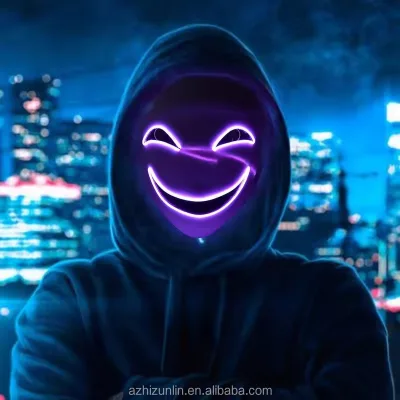 Wholesale DIY LED Light up Glow Scary Neon Halloween Mask PVC Material AA Battery Cosplay Party