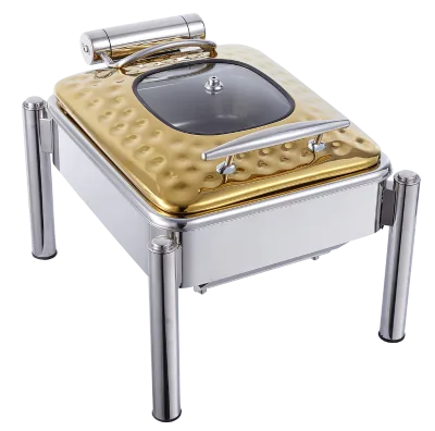 1/1 Rectangle Golden Hydraulic Equipment Hot Sale Chafer Stainless Steel Chafing Dish