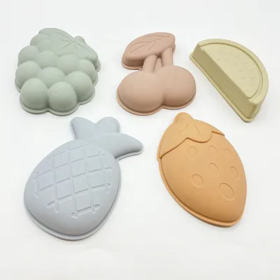 NEW CPC Approval Silicone Fruit Shapes Molds, Silicone Mini Sand Molds Tools Kits,Silicone Fruit Play Sand Toys