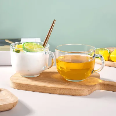 Factory Direct Coffee Tea Milk 300ml Glass Drinking Cup with Handle Durable Mug Home Kitchen Office Daily Use