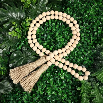 Home Decor Customize Wooden Bead Garland with Tassels Wood Bead Decoration