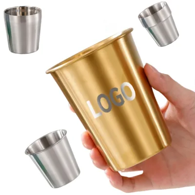Stainless Steel Beer Cups Silver Gold Single Wall Camping Cup Reusable Water Cup Customized logo and Size