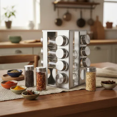 Kitchen Rotating Spice Rack Spice RackSpices Rack Seasoning Holder Storage Tray Rotating Multipurpose Kitchen Accessories