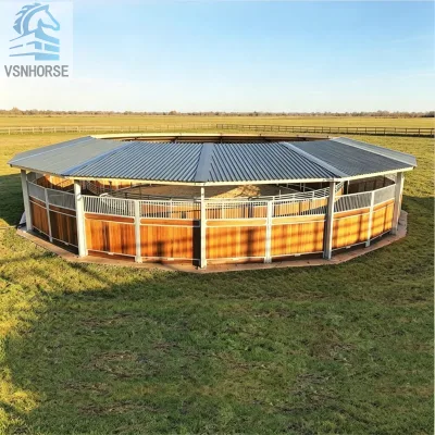 Galvanized Steel Frame Horse Walker Full Roof Bamboo WPC Fence 12-20m Diameter Durable Low Maintenance 5+ Year Warranty Horse