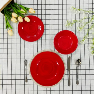 Wholesale Red Melamine Dinner Ware Classic Melamine Plates and Bowls Unbreakable Melamine Dishes