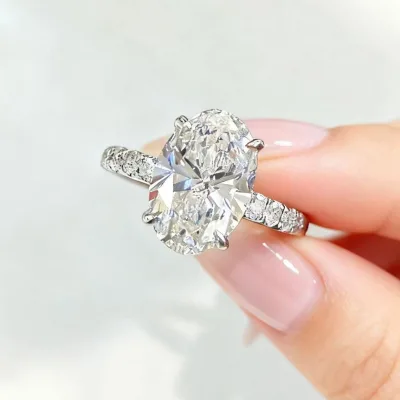 Certified Oval Diamond Gemstone Engagement 18K Solid Gold IGI Certified Classic Claw Setting HUACAN Jewelry Wedding