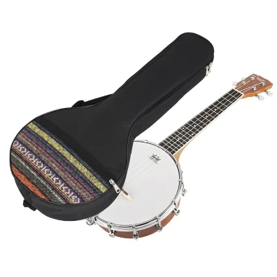 Wholesale Four String Banjo Bag Ethnic Style Thick Non Woven Fabric + Cotton Instrument Backpack OEM Brand Banjo Portable
