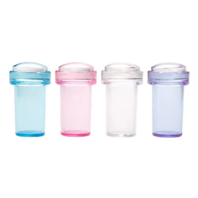 Multi Color 2.3cm Clear Jelly Silicone Nail Art Stamps Elastic French Nail Transfer Tool with Scraper Salon Manicure Wholesale