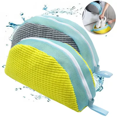Lazy-persons Must-have New-style Thickened Plush Modern Minimalist Reusable Shoe-washing Bagmesh Laundry Protector for