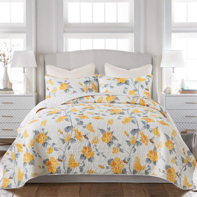 Aoyatex Factory Wholesale Customized Modern Style Coverlet Sets Plant Leaves Floral Pattern Printing Quilt Cover Sets