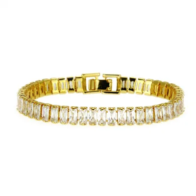 European and American Fashion Copper Inlaid Zircon Bracelet for Men Tennis Chain Square Zircon Bangles