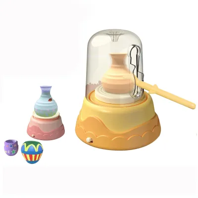 Mini Desktop Pottery Machine Kids Early Learning DIY Painting Ceramic Set Toys