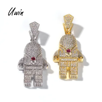 Designer Inspired CZ Astronaut Pendant Iced Out Cubic Zirconia Spaceman Pendant Hiphop Boy Necklace