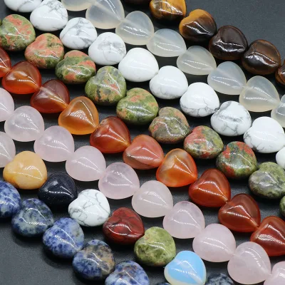 Hot Sale Natural Stone Heart Beads 16mm Gemstone Heart Shaped Beads for DIY Christmas Gift Jewelry Making