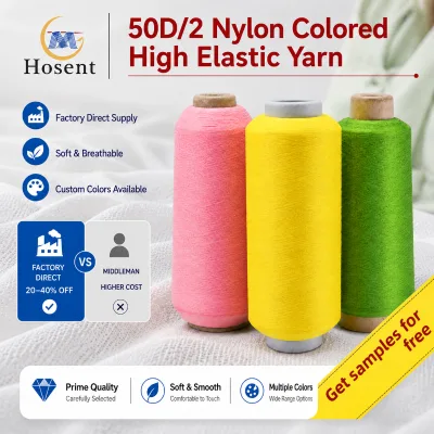 50D/2 Nylon DTY High Elastic Colored Yarn for Socks Knitting Wholesale Factory Direct Supply Free Samples