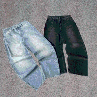 High Street Custom Washed Baggy Denim Pants High Quality Cotton Jeans Autumn Vintage Style Wide Leg Button Breathable 3D