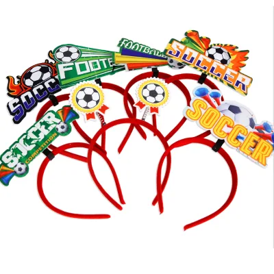 Plastic Modern Soccer Sports Theme Hair Hoop Kids Birthday Party Decorations Photo Booth Props Football Pattern Headband