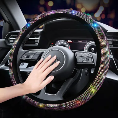 PUERXIN Cubierta Del Volante Car Steering Wheel Cover Universal Luxury Bling Rhinestones Crystal Car Steering Wheel Cover