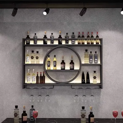 Simple Modern Wall-Mounted Disassembly W-Type Wine Rack & Cabinet with Iron Art