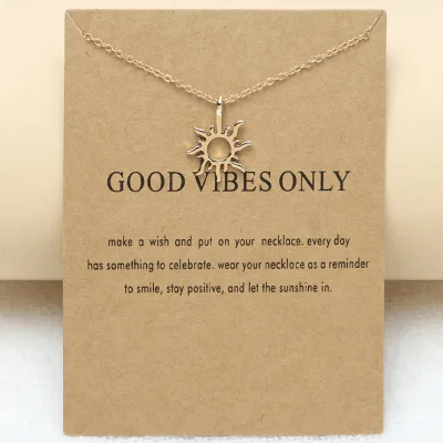 Yi Sugar High Quality Gift Paper Card Clavicle Chain Necklace Gold Plated Sun Double Circle Necklace Jewelry