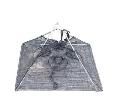 4 Entrances Folding Crab Trap Galvanized Steel Frame Collapsible Shrimp Trap for Crayfish Lobster Eel Fishing