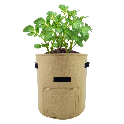 Durable heavy duty 400thick Beige potato grow bags with viewing window potato grow bags felt raised