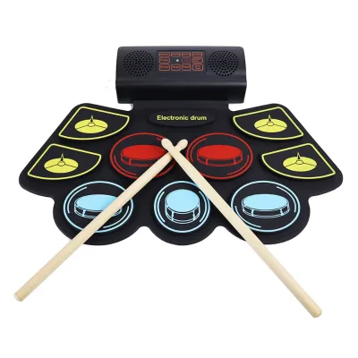 HQC2 High Quality Percussion Roll up Drum Kit Electronic Set Drum Pad Folding Silicone Electric Drum