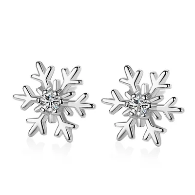 Fancy Snowflake 925 Sterling Silver Christmas Earrings