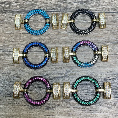 Color pave charms for Bracelet CZ Bangle Jewelry connectors for Men Women Jewelry Fashion Gift Party Handmade Hip Pop Charms
