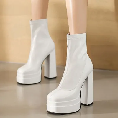 Fashion Concise Ankle Boots Comfortable Women Casual Shoes Anti-slip Sole Platform Walking High Heel Winter Booty Big Size 48