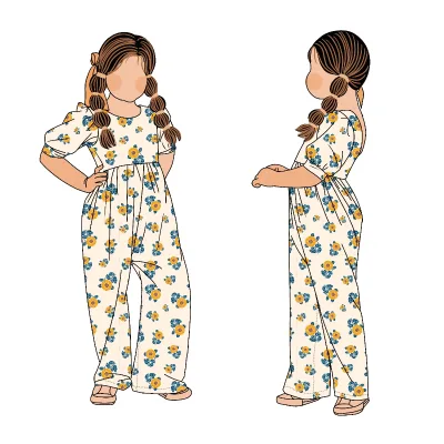 High Quality Soft Casual Autumn Winter Long Sleeve Leggy Romper Swoop Jumpsuit Set for Kids Baby Girls
