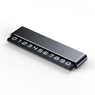 Fits Concise Business Al Alloy Metal Hidden Double Number Car Temporary Parking Phone Sign Plate Notification Card Auto Interior