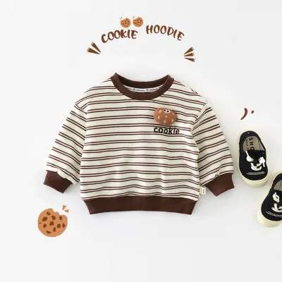 Autumn Kids Long Sleeve Sweatshirt and T-Shirt High Quality Cotton Tops for Boys with Stripe Pattern High Print Technics
