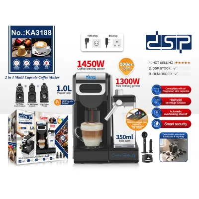 DSP Hot Sale Professional 20bar Multi Capsule Coffee Machine With Milk Dispenser 1L Powder and Capsule 3 in 1 Cafe Maker